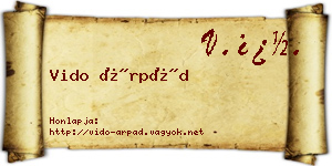 Vido Árpád névjegykártya