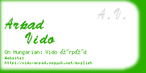 arpad vido business card